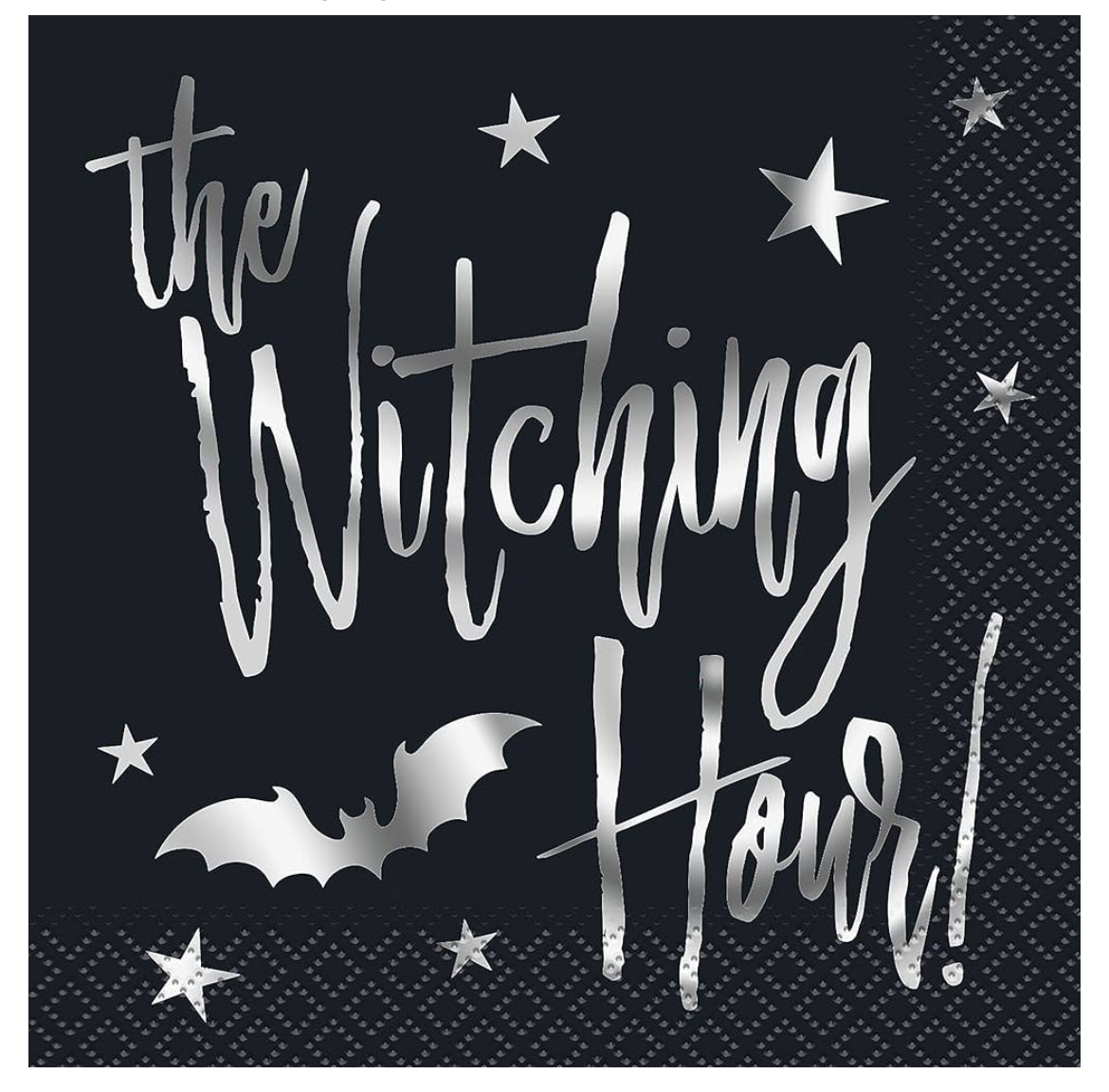 Silver Bats Halloween Cocktail Napkin