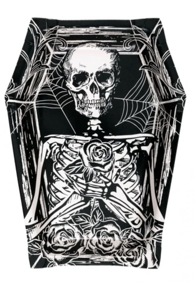 Sketchy Skull Skeleton Tombstone Plate