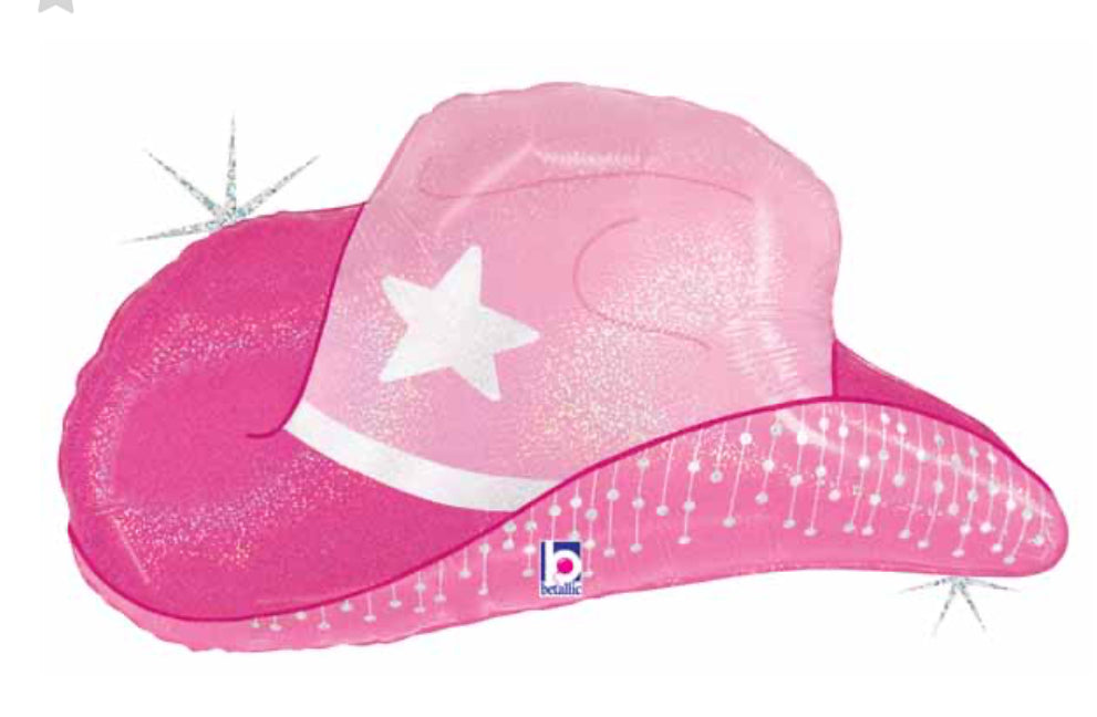 Pink Cowgirl Hat Foil Balloon