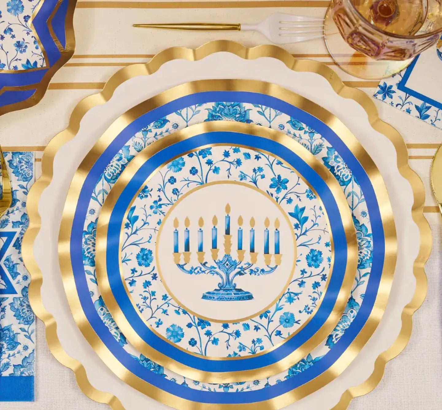 Hanukkah Toile Salad Plates/ 8pk