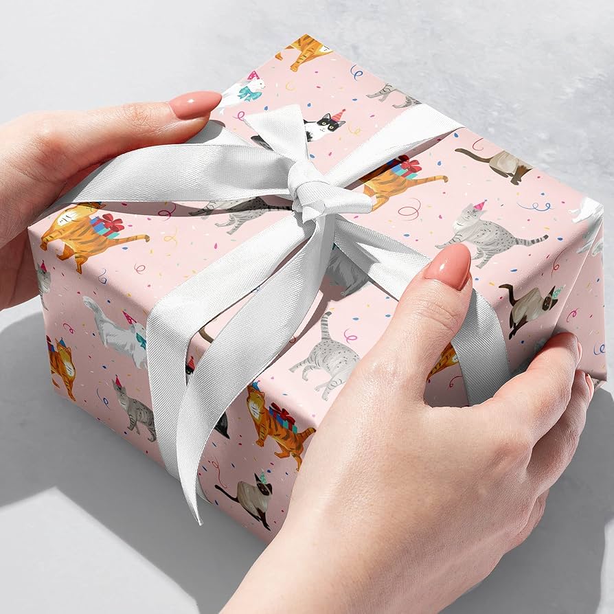 Pink Party Cats Wrapping Paper