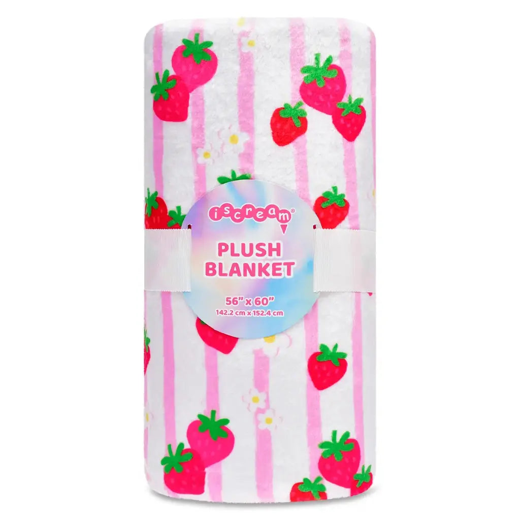 STRAWBERRY STRIPE PLUSH BLANKET