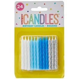 White,blue silver candles