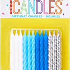 White,blue silver candles