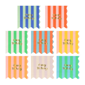 Stripe Happy Birthday Small Napkins|Meri Meri