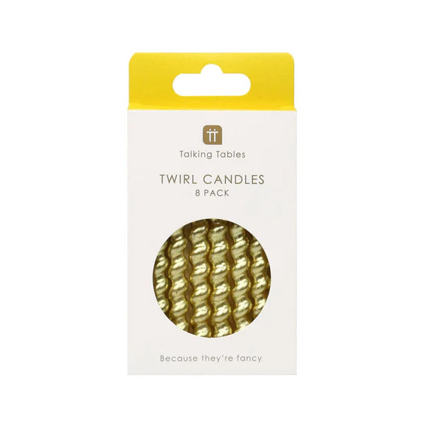 Gold Twirl Birthday Candles 8pk
