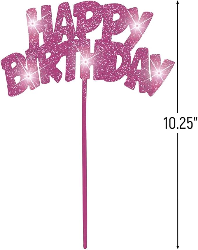 Unique Party Flashing Birthday Cake Decoration - PINK