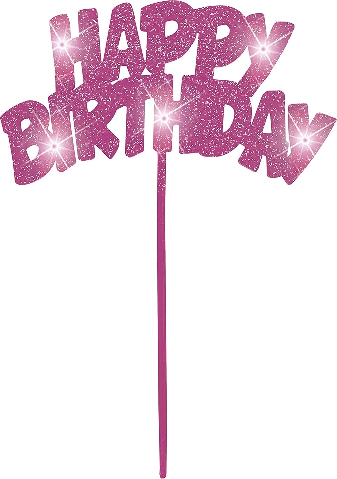Unique Party Flashing Birthday Cake Decoration - PINK