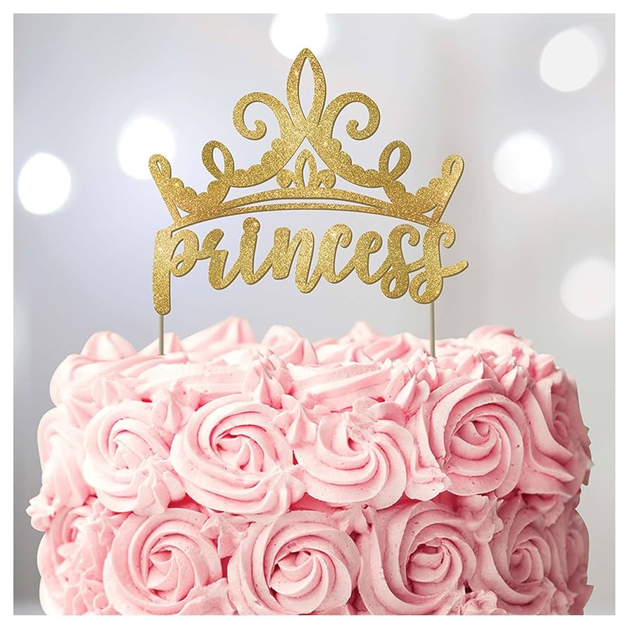 Disney Princess Gold Glitter Cake Pick - 5" x 6" (1 Pc)