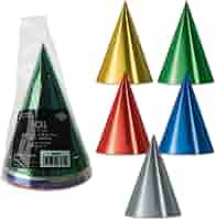 Assorted Colors Foil Cone Hats