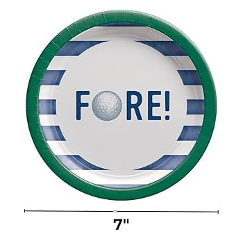 Amscan Hole in One Blue & Green Round Plates