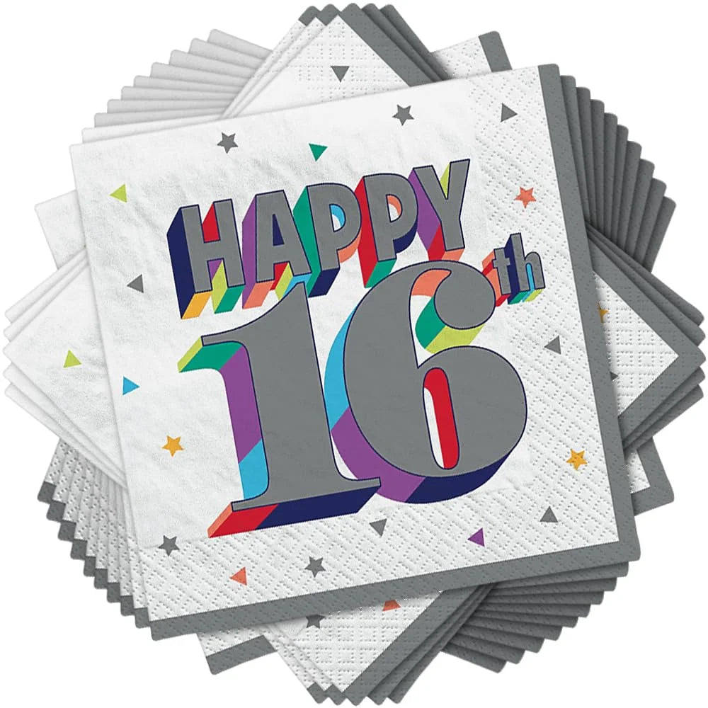 Confetti happy 16th napkins