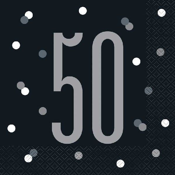 Black 50th Happy Birthday Napkins