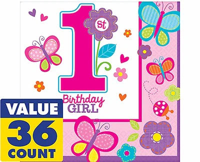 Sweet Girl 1st Birthday Napkins