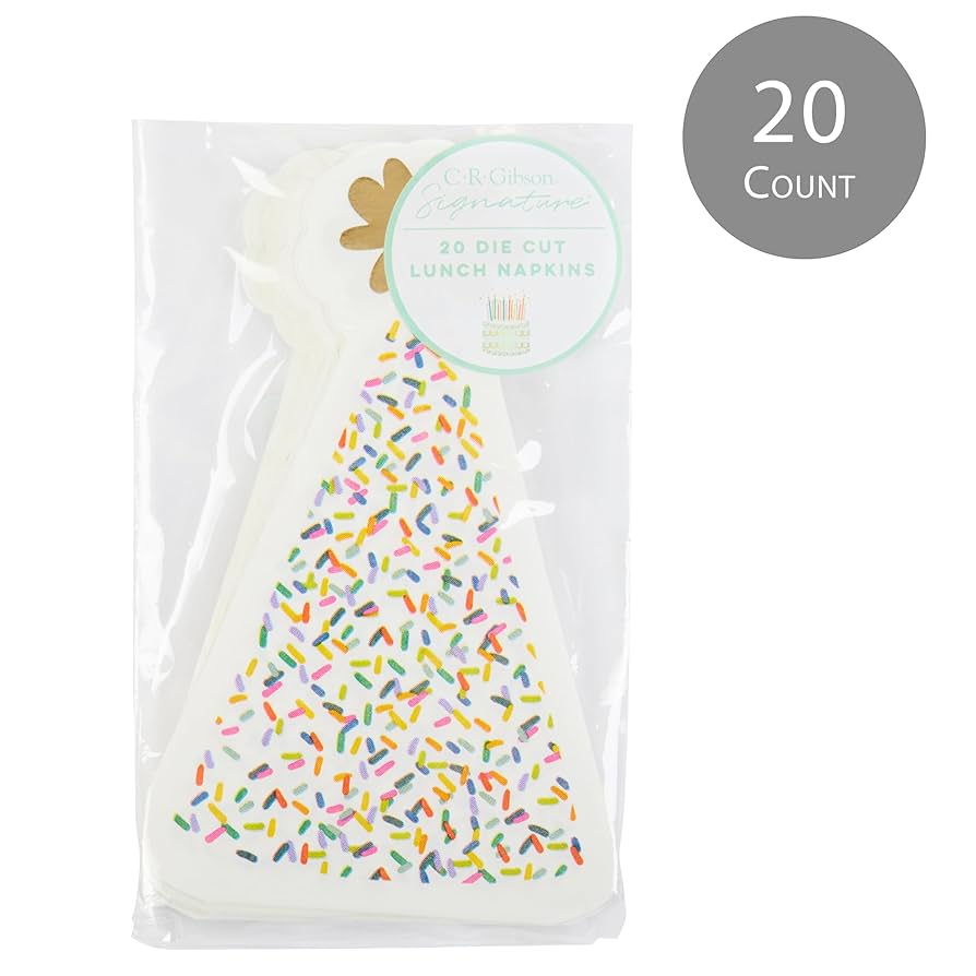 Lunch Napkin Sprinkle Birthday - Die-Cut Party Hat, Gold Foil Accents