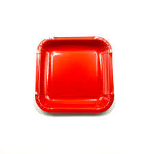 SOLID RED SQUARE DESSERT PLATE