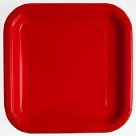 SOLID RED LUNCH PAPER PLATE