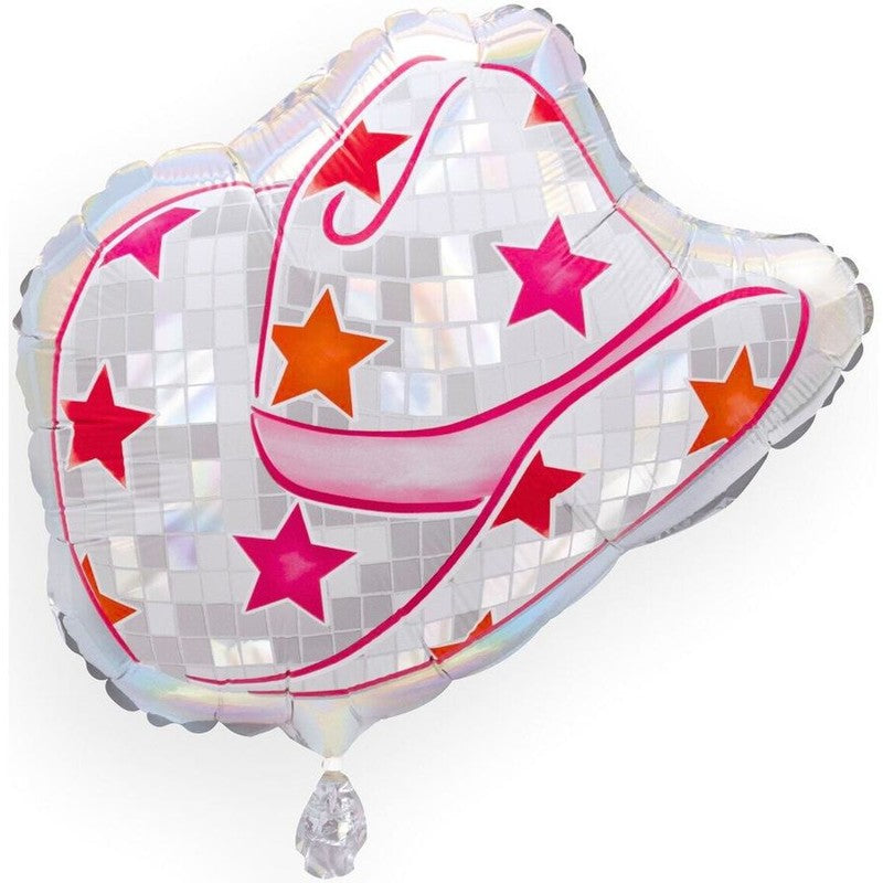Disco country hat foil balloon