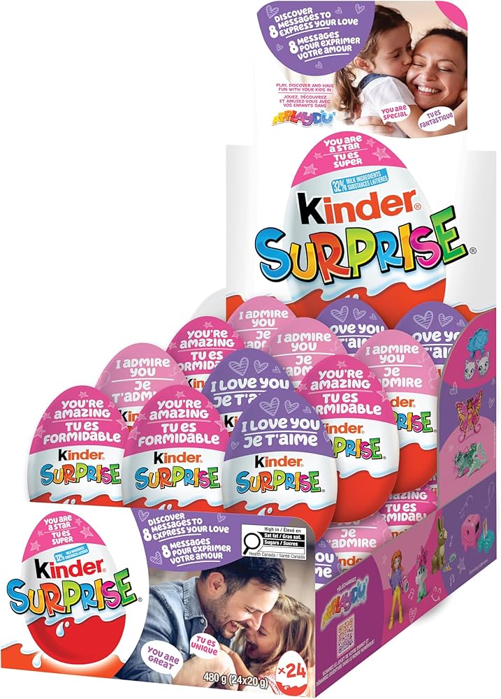 KINDER SURPRISE Milk Chocolate Eggs with Toys - Pink