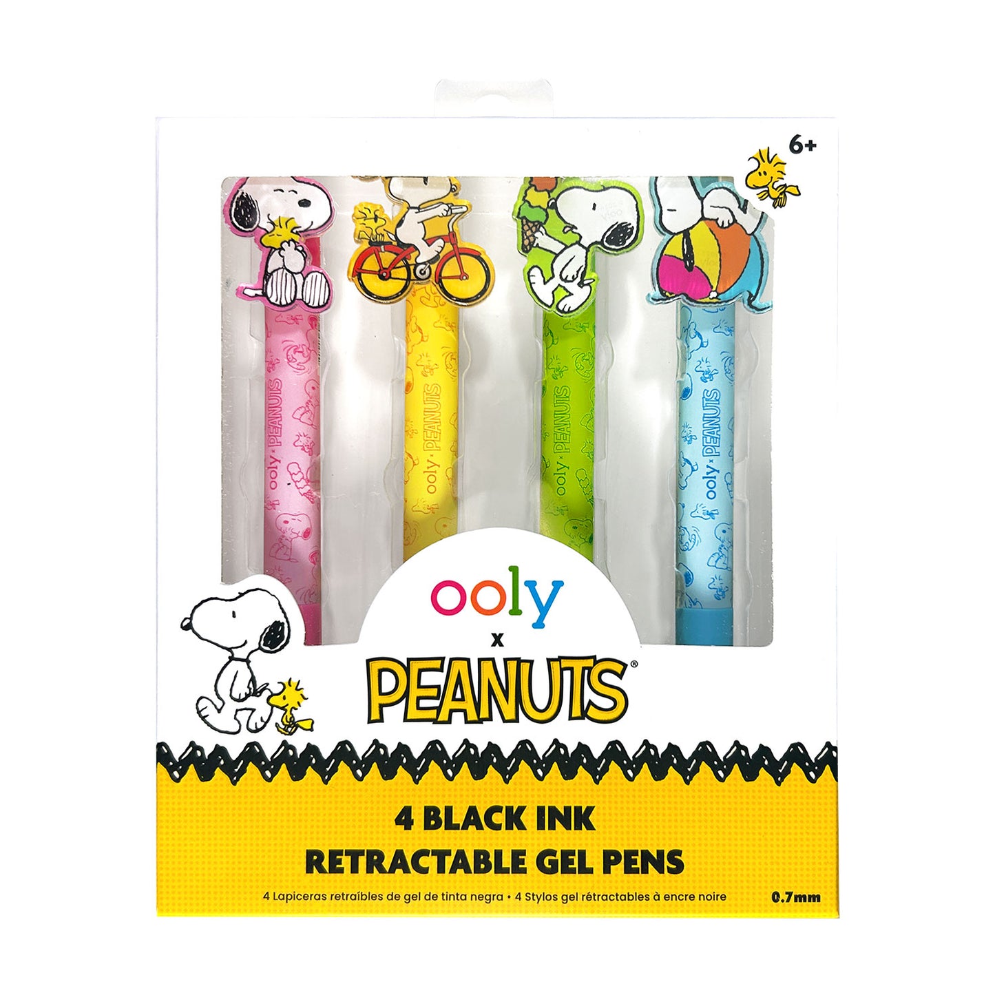 Ooly Peanuts Black Ink Retractable Gel Pens, 4-count