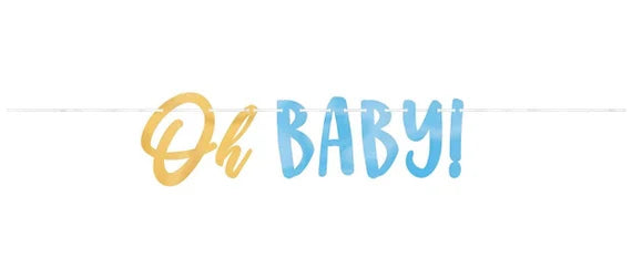 Oh Baby Pink or Blue & Gold Banner