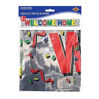 Metallic Welcome Home Fringe Banner Party Accessory (1 count) (1/Pkg)