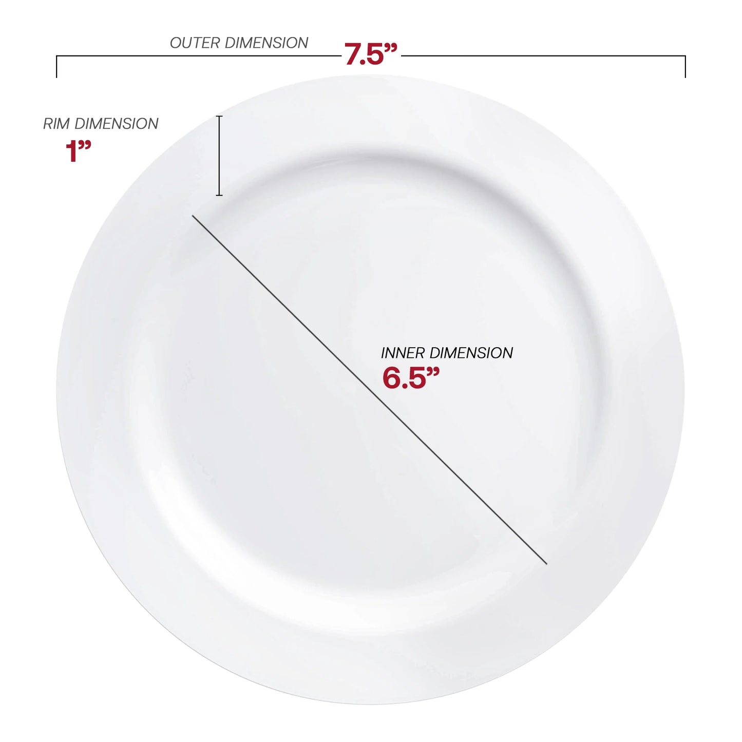 Solid White Economy Round Plastic Salad Plates (7.5") 10 ct