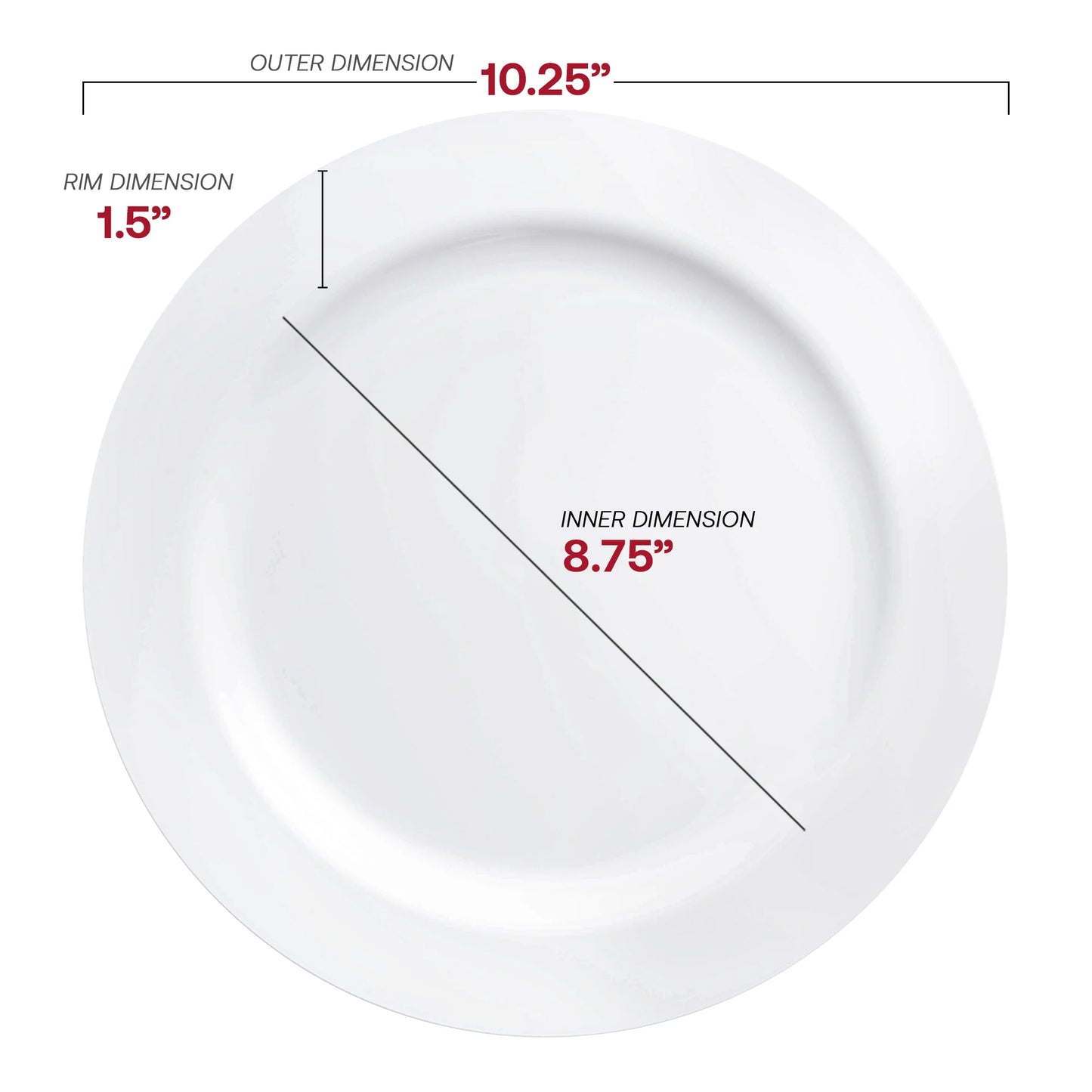 Solid White Economy Round Plastic Dinner Plates (10.25") 10 ct