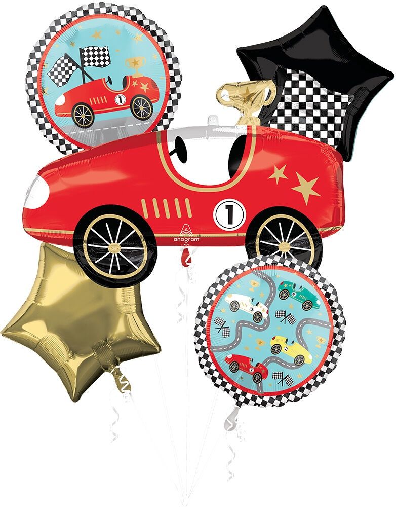 5pc race car foil balloon set
