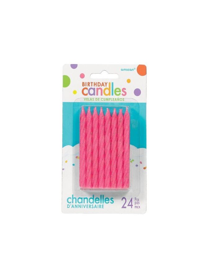 Glittery Pink birthday candles