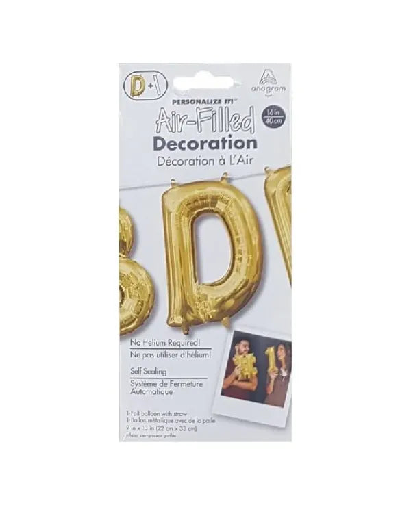 Air filled decoration letter D - gold