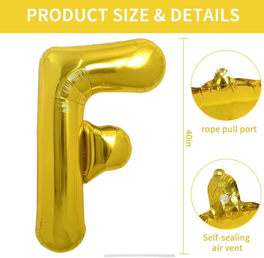 Air filled decoration letter F - gold