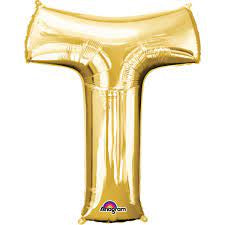 Air filled decoration letter T - gold