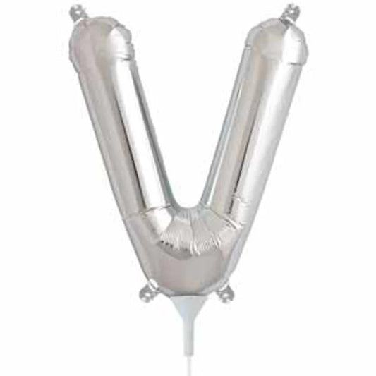 Air filled decoration letter V - silver