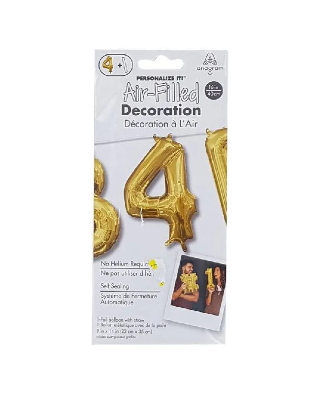 Air filled decoration number 4 - gold