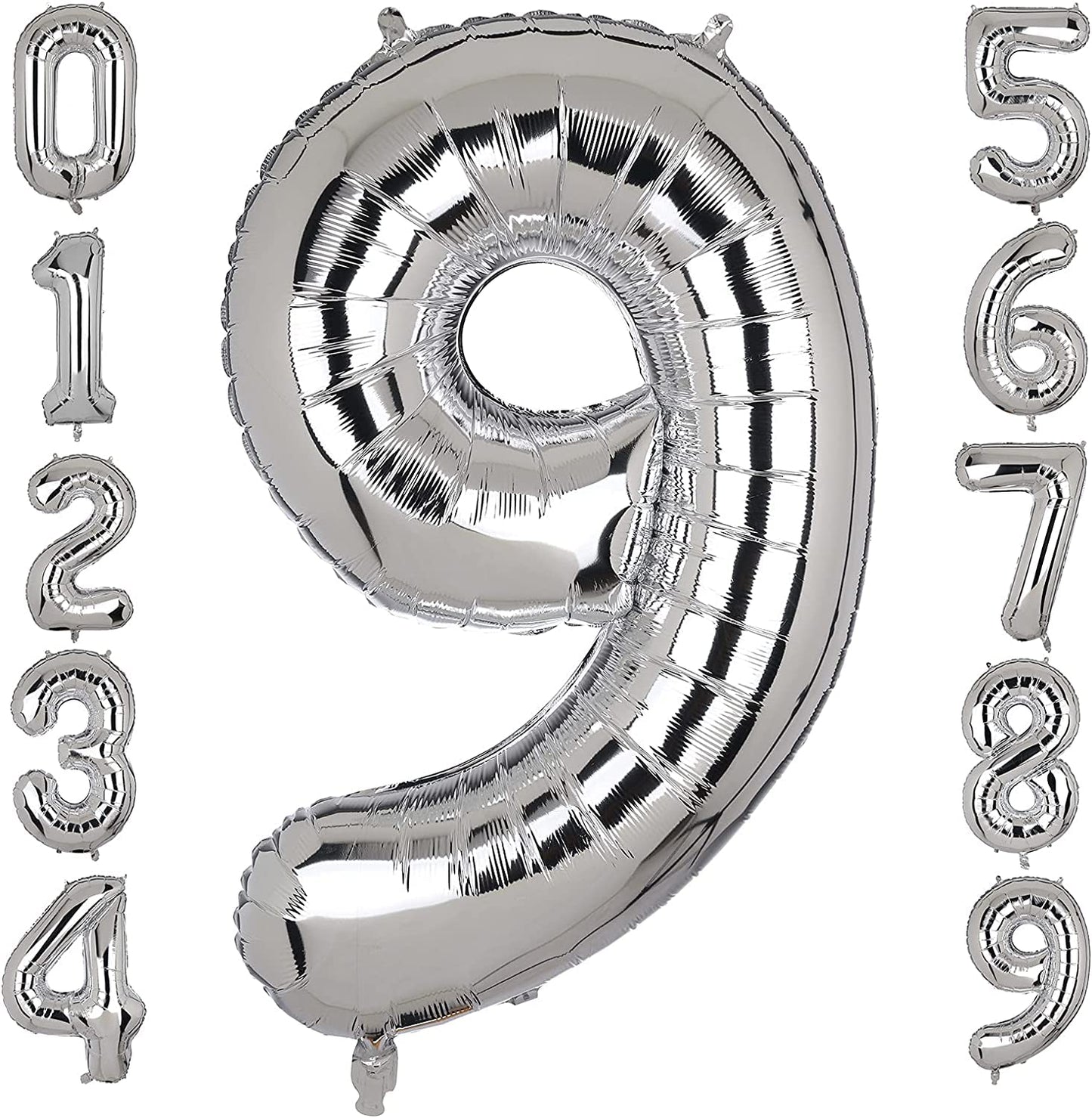 Air filled decoration number 9 - silver