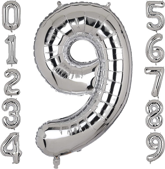 Air filled decoration number 9 - silver