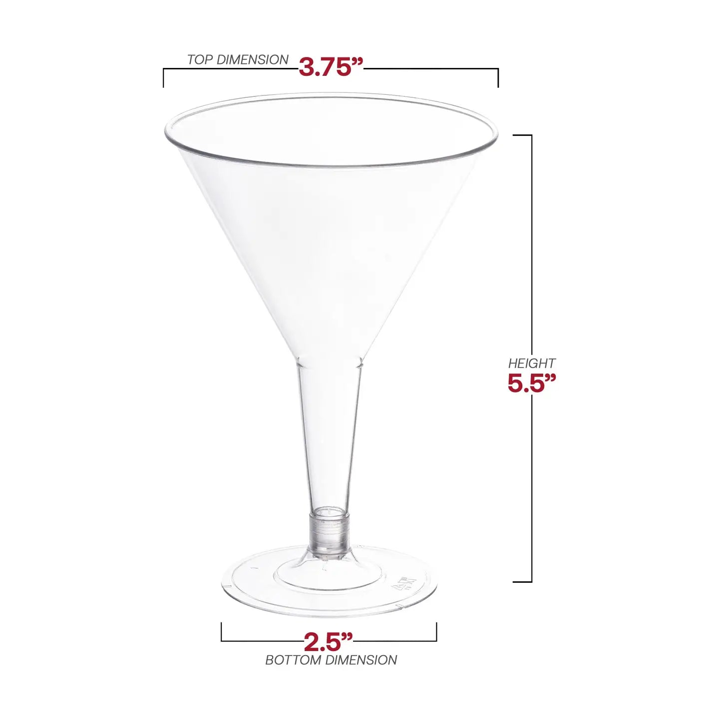 6 oz. Clear Plastic Martini Glasses - 8 Pcs