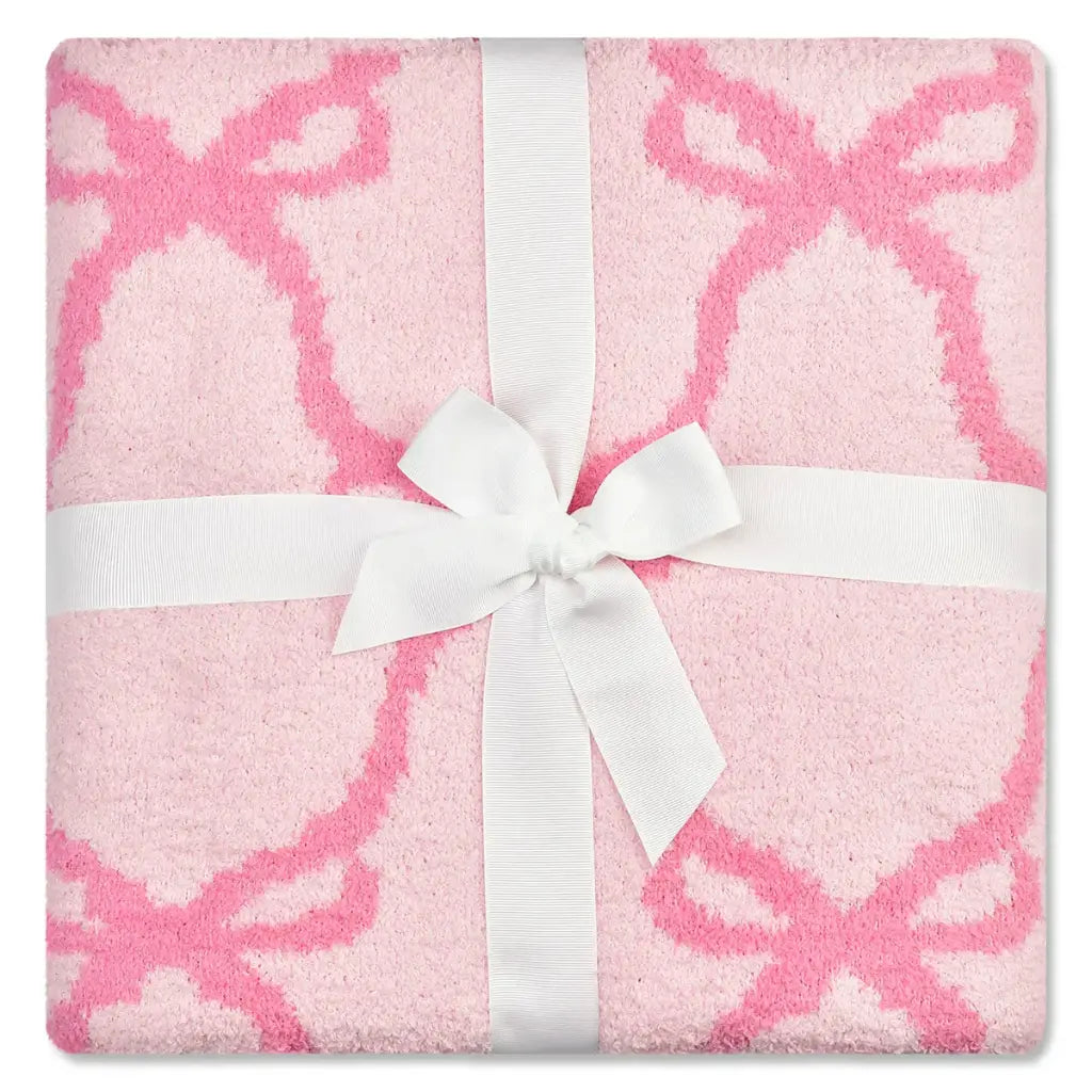 Sweet Trellis Bow Cozy Knit Blanket
