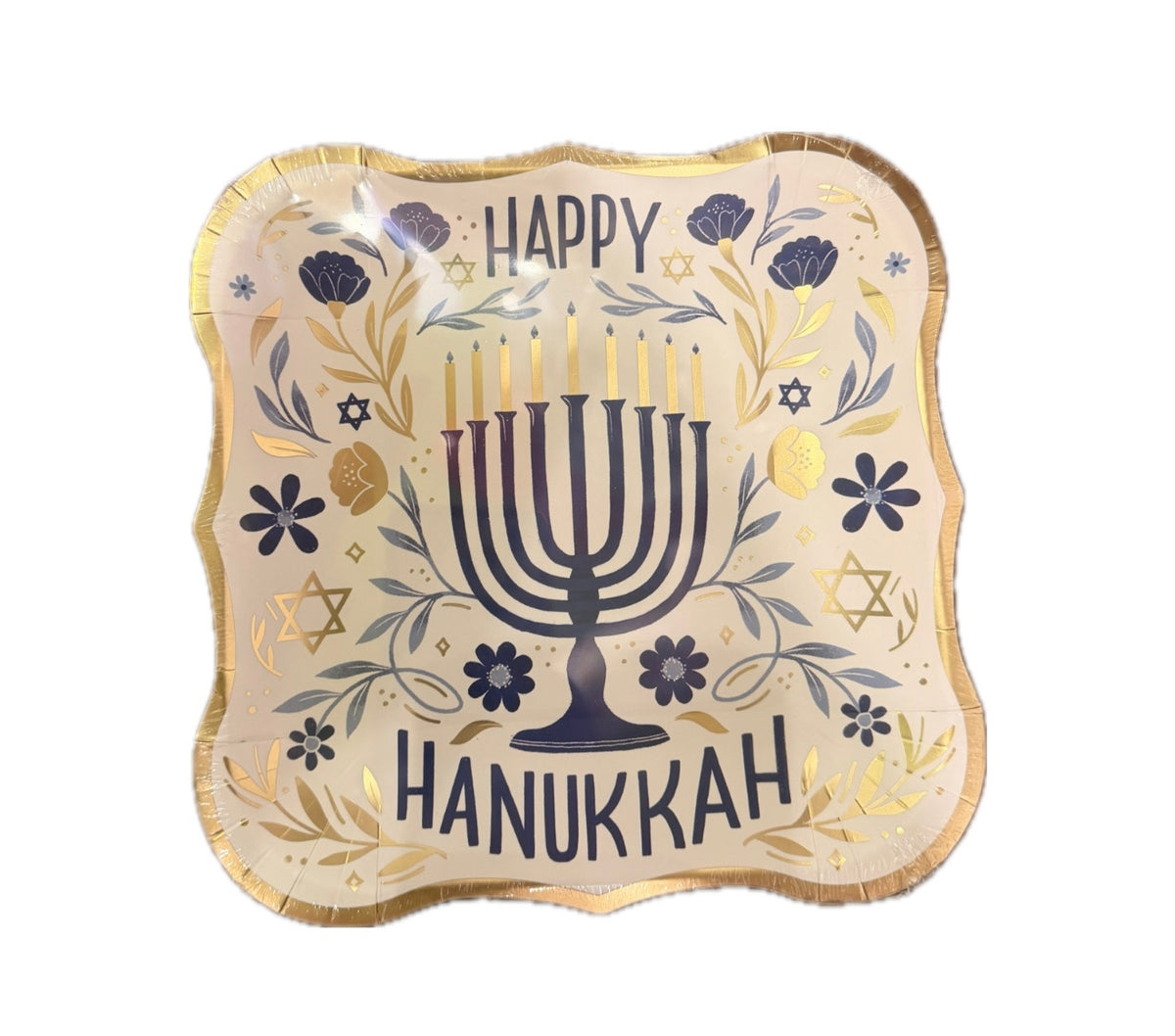 Desig design happy Hanukkah dessert paper plates