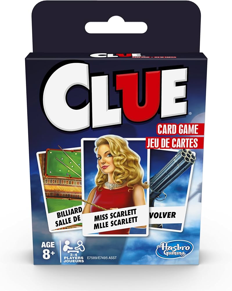 Clue Card Game for Kids Ages 8 & Up, 3-4 Players Strategy Game