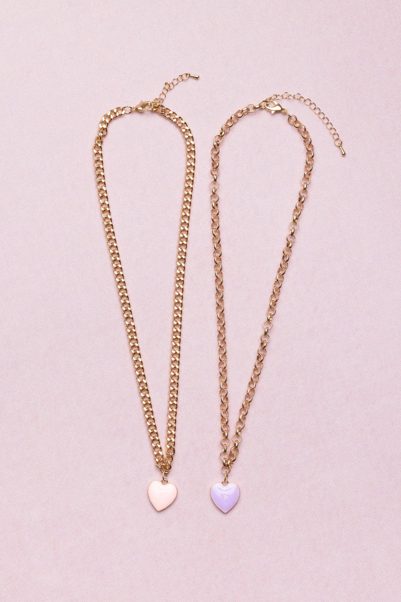 Boutique Chunky Chain Heart Necklace - Pink or Purple