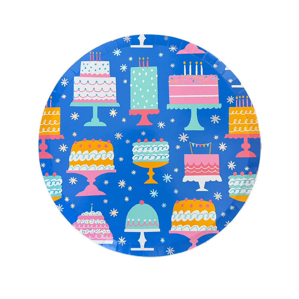 It's A Birthday Large Cake Print Plates - 8 count