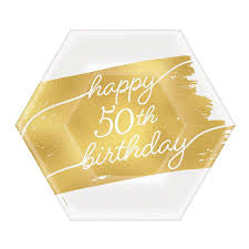 Happy Birthday 50th Birthday Dessert Plate