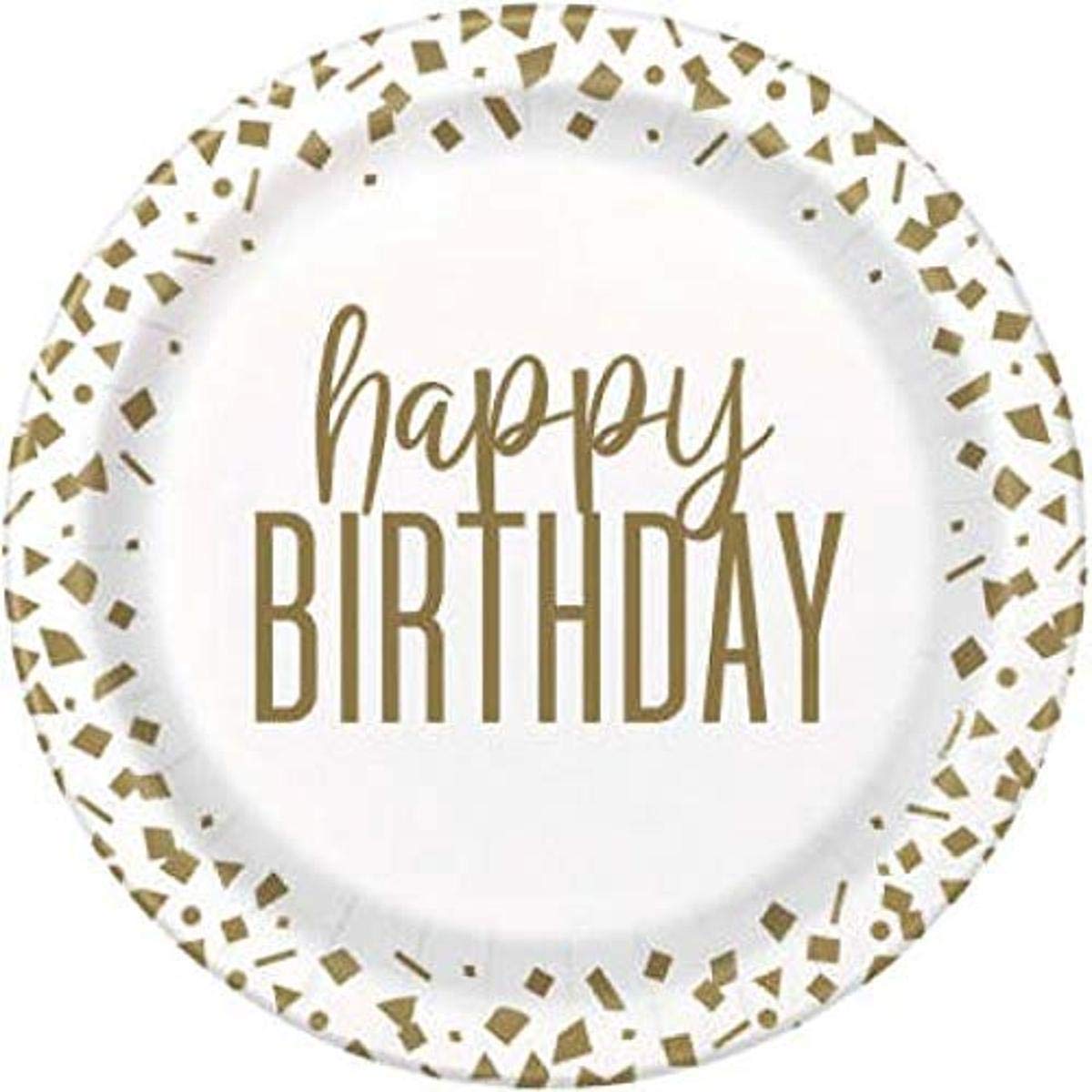 Happy Birthday Confetti Round Dessert Plate