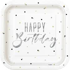 Silver Happy Square Dinner Plates