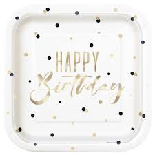 Gold Happy Square Dinner Plates