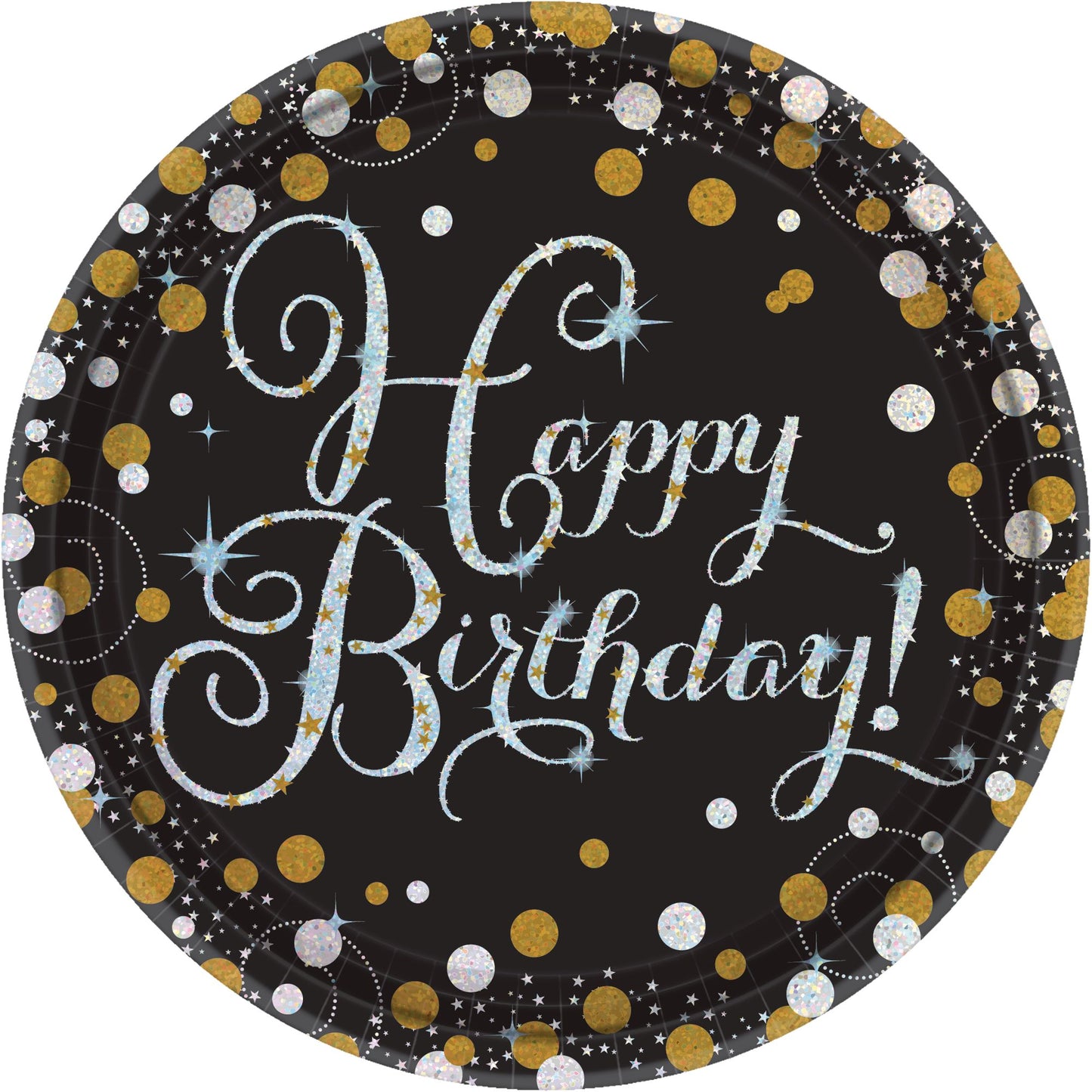 Sparkling Celebration Happy Birthday Round Dinner Plates