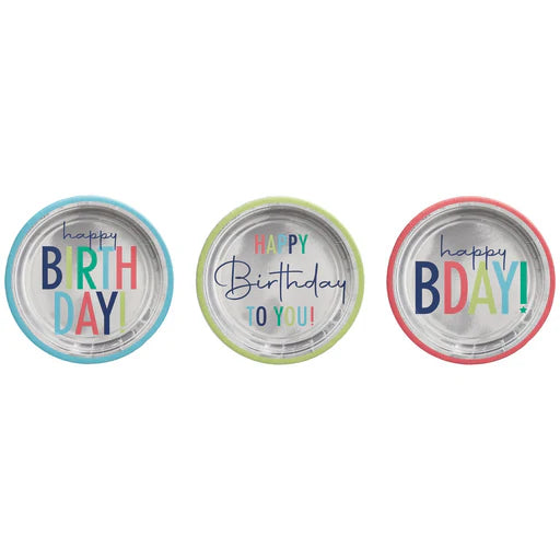 Multi pack Happy Birthday Silver Dessert Plates