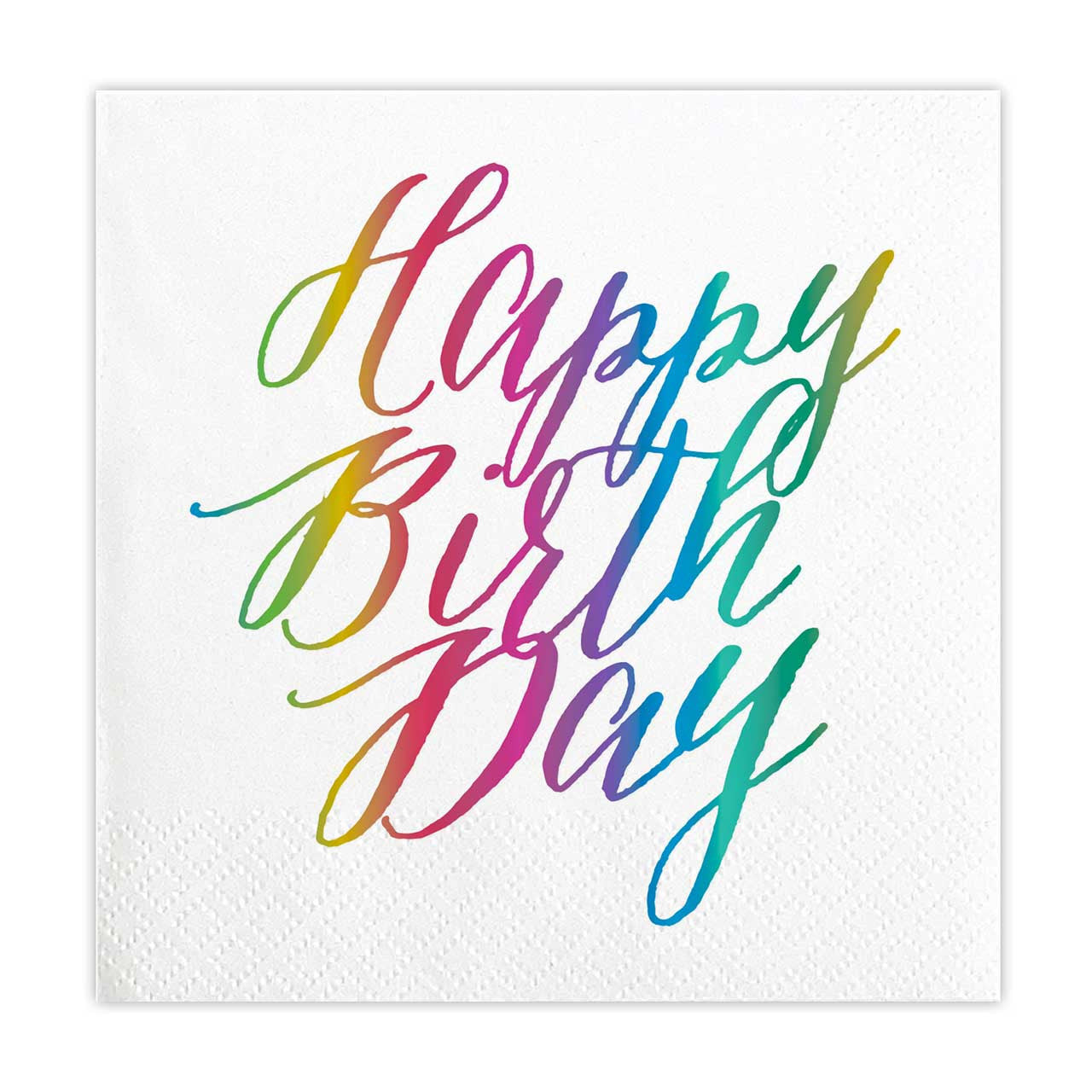 Rainbow Foil HBD Cocktail Napkin